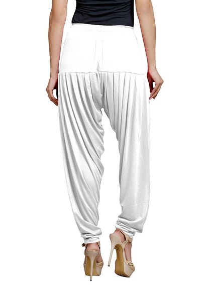 Stylesindia Women's Cotton Lycra Pattiala Pant (White)