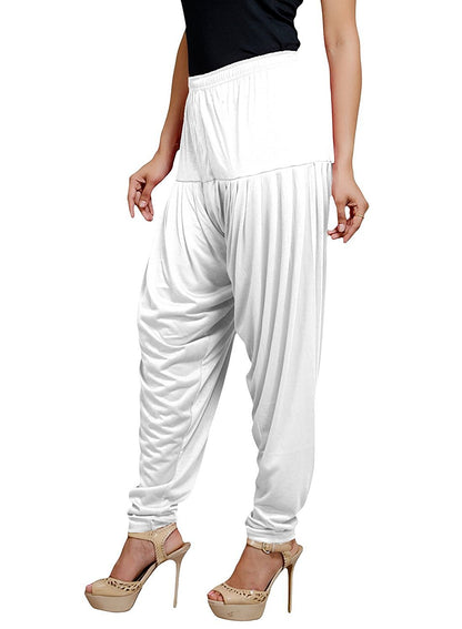 Stylesindia Women's Cotton Lycra Pattiala Pant (White)