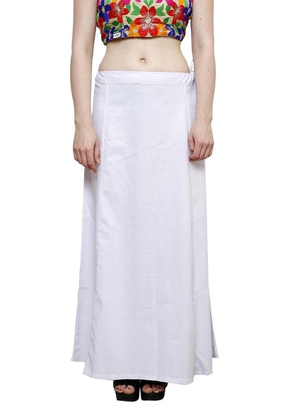 Stylesindia Women's Cotton Readymade Indian Inskirt Saree Petticoats Underskirt - Free Size-White