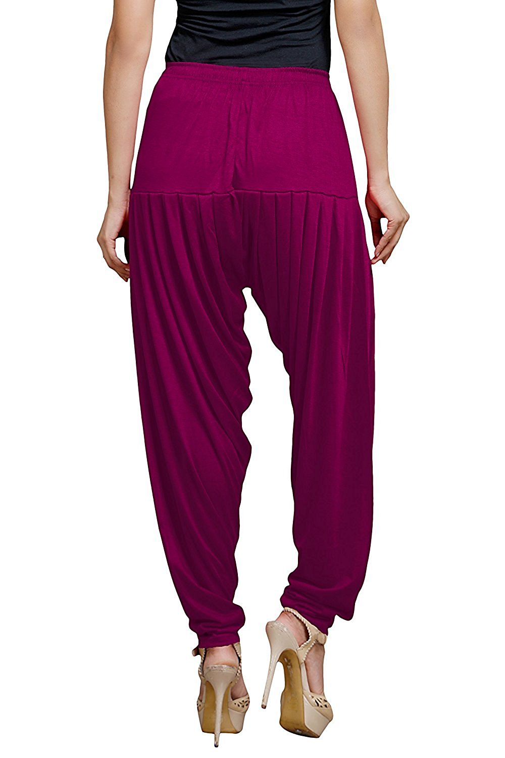 Stylesindia Women's Cotton Lycra Patiala Pant for Workout Yoga Pant (Cotton Lycra, Wine)