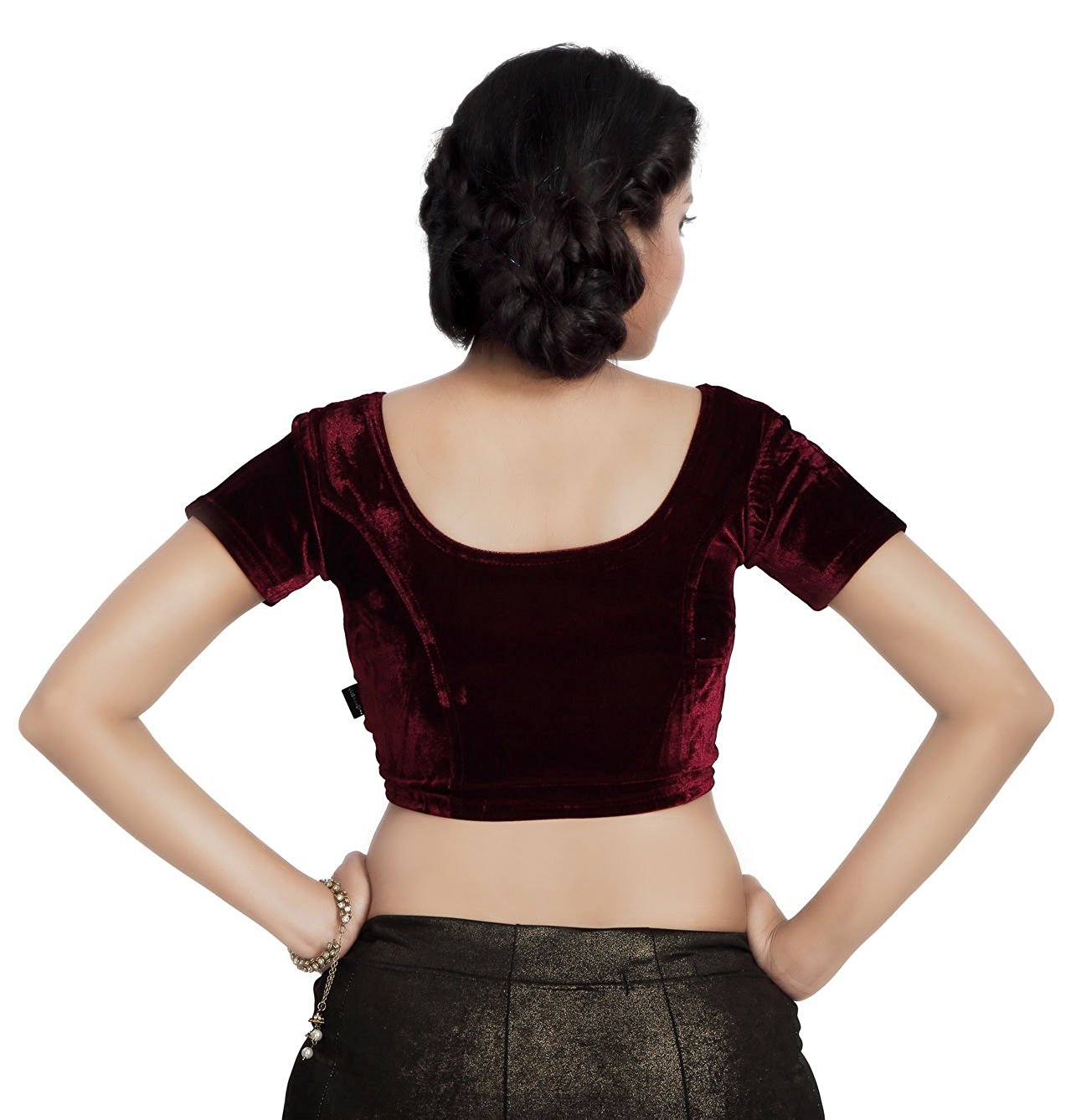 Stylesindia Women's Velvet Stretchable Sari Blouse XL (for Bust Size 34-38 Inches) (Wine)