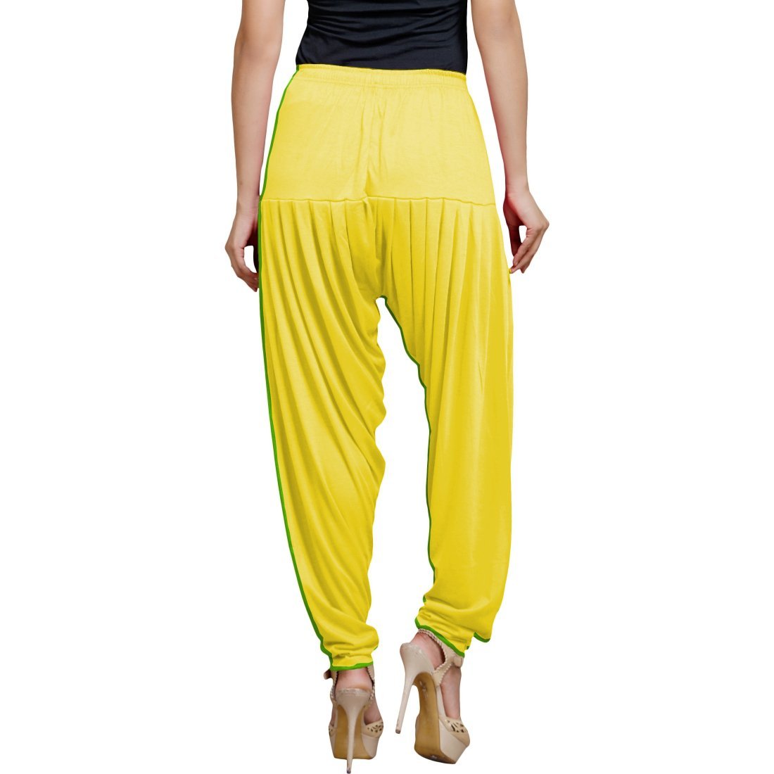 Stylesindia Women's Cotton Lycra Pattiala Pant (Yellow)