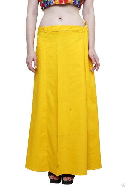 Stylesindia Women's Cotton Readymade Indian Inskirt Saree petticoats Underskirt - Free Size-Golden Yellow